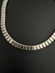 Art Deco Style Ice Blue Rhinestone Choker Collar Necklace Princess Cut VTG 14.5”