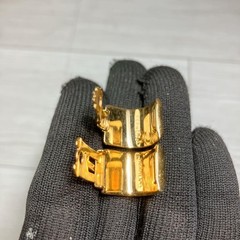 HERMÈS Enamel Earrings Clip type Chain Cloisonné enamel H-shaped gold asymmetry