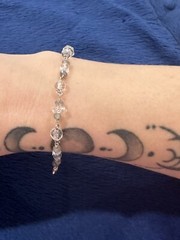 Vintage Sterling Silver 925 Labradorite Crystal Beaded Bracelet, 8.5in Long