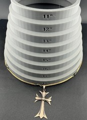 925 Sterling Silver Gothic Maltese Cross Pendant Gold Tone Green Inset Necklace