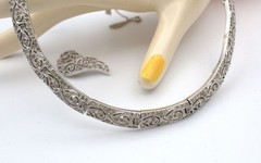 Panetta 1940s Cutout Scroll Rhinestone Necklace Clip Earring Set; Book Reference