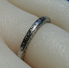 ORIGINAL Art Deco Wedding Band 18K WHITE GOLD Antique Anniversary Ring Size 6.5