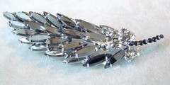 Vintage JULIANA D &E Book Piece Hematite Navette Leaf Pin Brooch