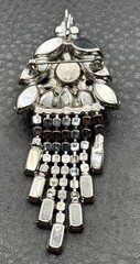Vintage Juliana D&E Rhinestone Dangle Fringe Brooch Pin Pendant Silver Tone