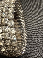 Airflex Silver-tone Expandable White Rhinestone Bracelet, Made In the USA