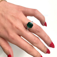 Classic 4.00Ct Lab-Created Emerald Wedding 925 Silver Ring 14K White Gold Finish