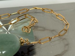 Mayamar (24k Gold Plated) Paperclip Jade Heart 24.5 mm Necklace 18″