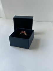 Vintage Red Cubic Zirconia Ring Gold Plated Womens Size 7