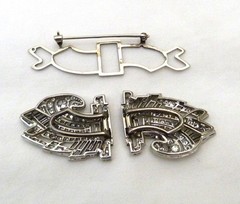 ANTIQUE ART DECO 3.75 CARATS DIAMONDS PLATINUM DUETTE STYLE BROOCH PIN 15.78GRAM