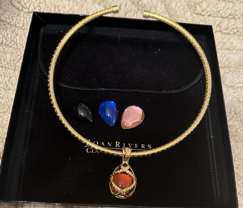 Joan Rivers Goldtone Interchangeable RS Cage Classic Collection Choker NIB 1-26