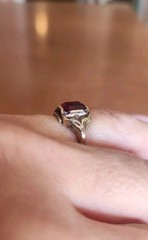 Unique Vintage 10k Yellow Gold/ Sterling Ring Faux Red Stone Sz 5.25 Engagement