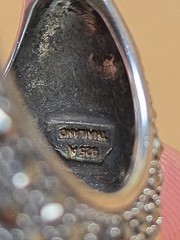 Vintage Green Large Oval Stone Marked Sterling Silver Ring Size 5.75 *SEE PICS