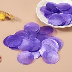 60Pcs Capiz Shells 2″ Round Natural Shells with 2 Holes, Purple