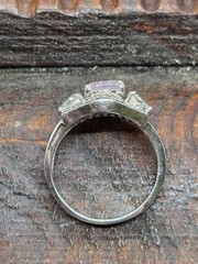 Vtg STUNNING Sterling Silver 925 PINK ICE TOPAZ Cz Details Ring Signed FAS Sz 8