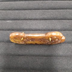 Carved Brown Stone Pendant Gold Tone