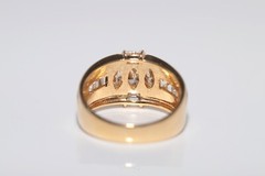 Vintage Circa 1990s 18k Gold Marquise Cut And Baguette Cut Diamond Ring
