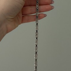 Vintage 925 Sterling Silver Genuine Sapphire & Diamond XO Tennis Bracelet 7″