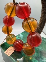 Vintage Plastic Synthetic Heavy Bead Bracelet New with Original Hang Tag Red