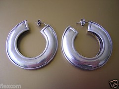 Silver Stud Earrings Hoop Silver Tested 13.7 G/Ø 4.5 Cm