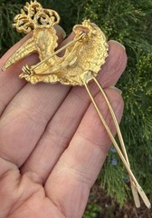 LIND GAL lg vintage Enamel long leg Stork bird Brooch pin jewelry