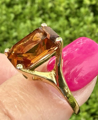 Vintage Topaz Ring Emerald Cut 18K Gold Plated Cocktail Ring About Size 8.5