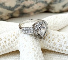 Sterling Silver 925 Wedding CZ Bridal Engagement Ring Designer Band Estate
