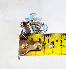 Vintage Silver-Tone Blue Faceted Crystal Bead Dangle Brooch Pin & Earrings – Exc