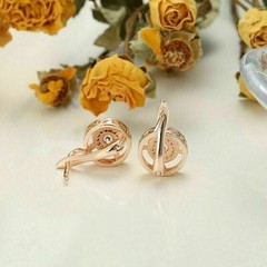 Art Deco Round Cut Lab Created Diamond 14Ct Rose Gold Plated Earrings