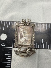 Vintage 800 Silver Carved Mother Of Pearl Bracelet Storyteller Roman Gods READ