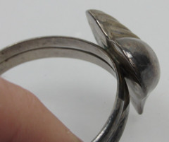 Vintage Taxco Mexico Sterling Silver Cuff Bracelet 3D Heart Puffy 925