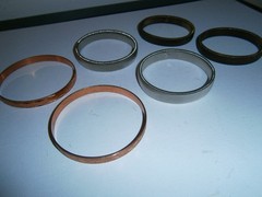 2 Vintage Solid Copper and 4 Expandable Stainless and Brass Bracelets