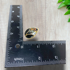 Vintage 1980s Black Swirl Enamel Gold Tone Pierced Earrings Teardrop Modernist