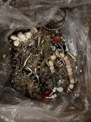 1-pound lot of modern and vintage tangled, unsorted jewelry