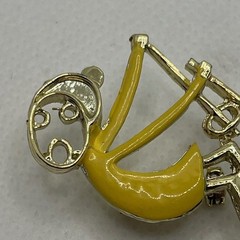 Vintage Ski Pin Falling Skier Gold Tone Yellow Enamel Cartoon Style R.N. Koch