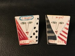 1970s-1980s FRED BABB Ear Mights Ceramic Pop Art Earrings