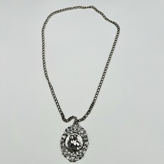 Vintage Pot Metal Horse Medallion Necklace Equestrian Gothic Large Statement