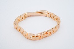 Vintage Bracelet Rose Gold Tone Rhinestone 7.5″
