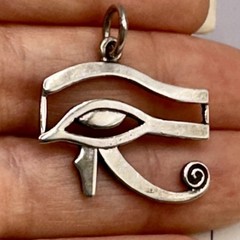 Eye of Horus Wedjat Amulet Pendant Egyptian Symbol 1×1 Inch Sterling Silver