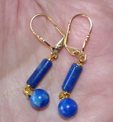 LAPIS LAZULI 45 MM DROP ELONGATED LEVER BACK EARRINGS