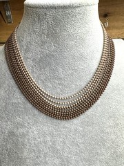 1930’S ART DECO 9 STRAND Nude brown PAINTED BRASS BALL CHAIN NECKLACE CHOKER