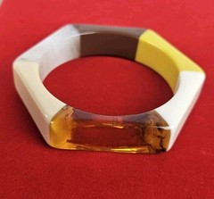 Vintage Multicoloured Lucite Resin Bangle hexagonal Bangle Geometric