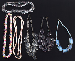 Vintage to Now Lot of 6 Mixed Materials Clear & Pastel necklaces