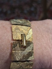 Les Bernard Inc Bracelet Wide Articulated Link Bracelet Textured Wave Pattern