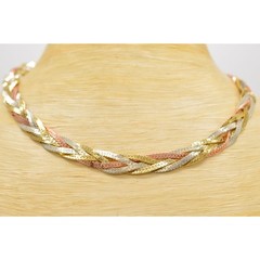 Vintage Multi-Chain Necklace Silver Gold Bronze Braided Chain NOS 1980s Bin3A