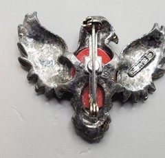 2 Signed Vtg Enamel Brooches: NAPIER U.S. Flag, GERRYS Patriotic Eagle
