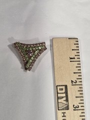 Vintage Pink And Green Rhinestone Triangle Brooch