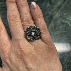 Art Nouveau Brooch Repurposed Into Ring Sterling Silver Size 8 Poppy