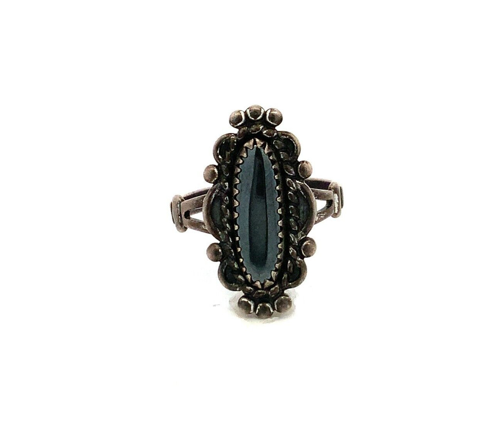 Vintage Sterling Silver Old Pawn hematite ring