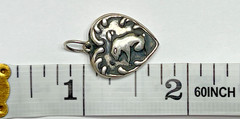 Estate Silver Heart Charm Pendant Bunny Rabbit Vintage Antique Puffy 925 US
