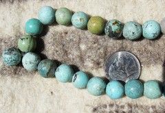 Fine Antique Vintage Chinese Natural Turquoise Bead Necklace 123Grams 29″ Hubei